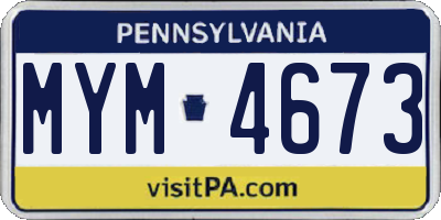 PA license plate MYM4673