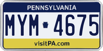 PA license plate MYM4675