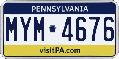 PA license plate MYM4676
