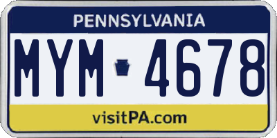 PA license plate MYM4678