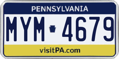 PA license plate MYM4679
