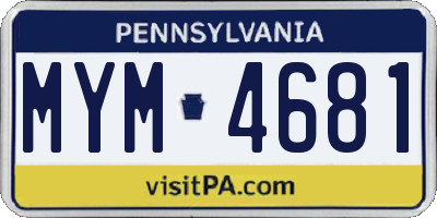 PA license plate MYM4681
