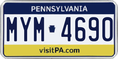 PA license plate MYM4690