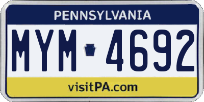 PA license plate MYM4692