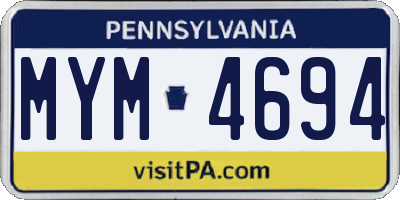 PA license plate MYM4694
