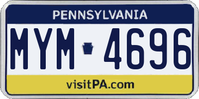PA license plate MYM4696