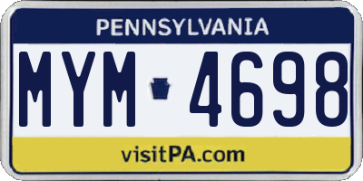 PA license plate MYM4698
