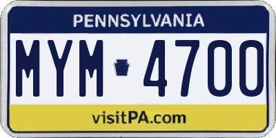 PA license plate MYM4700