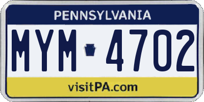 PA license plate MYM4702