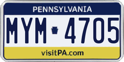 PA license plate MYM4705