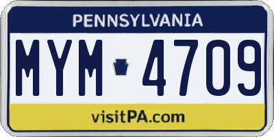 PA license plate MYM4709