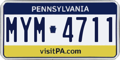 PA license plate MYM4711