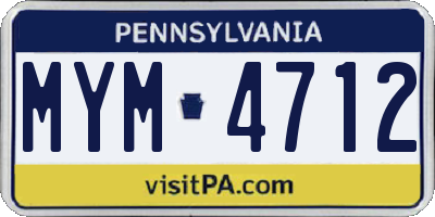 PA license plate MYM4712