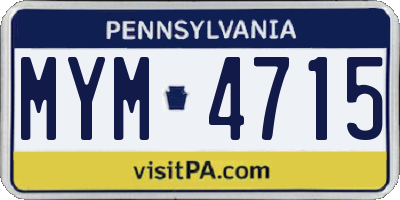 PA license plate MYM4715