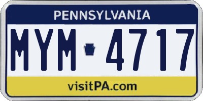 PA license plate MYM4717
