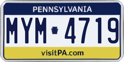 PA license plate MYM4719