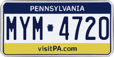 PA license plate MYM4720