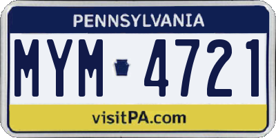 PA license plate MYM4721