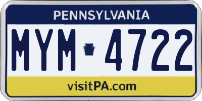 PA license plate MYM4722