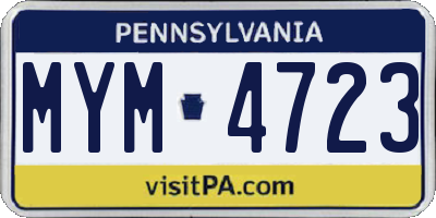 PA license plate MYM4723