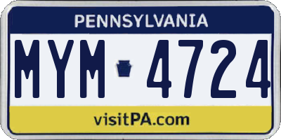 PA license plate MYM4724