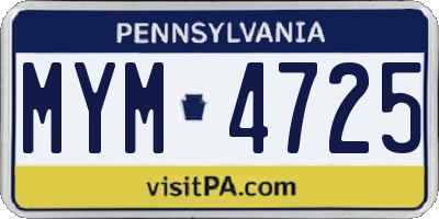 PA license plate MYM4725