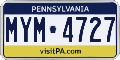 PA license plate MYM4727