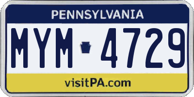 PA license plate MYM4729