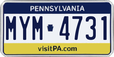 PA license plate MYM4731