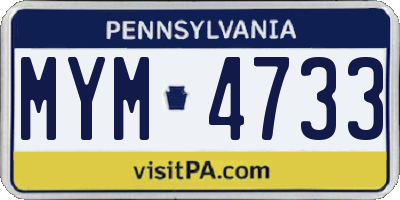 PA license plate MYM4733