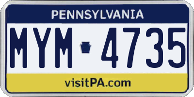 PA license plate MYM4735