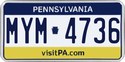 PA license plate MYM4736