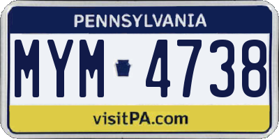 PA license plate MYM4738