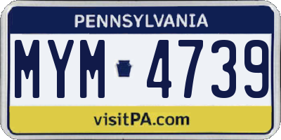 PA license plate MYM4739
