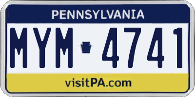 PA license plate MYM4741