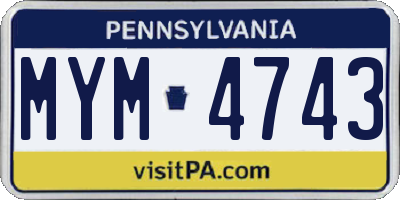 PA license plate MYM4743