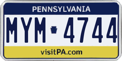 PA license plate MYM4744