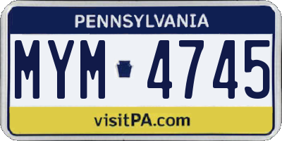 PA license plate MYM4745