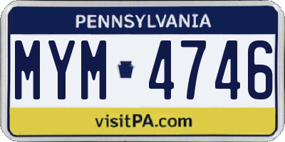 PA license plate MYM4746