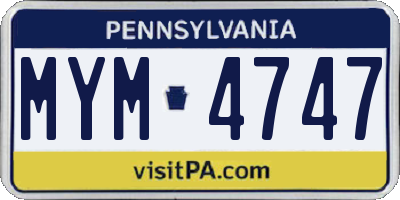 PA license plate MYM4747
