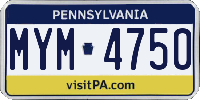 PA license plate MYM4750