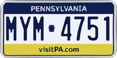 PA license plate MYM4751