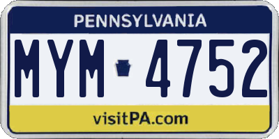 PA license plate MYM4752