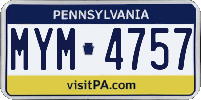 PA license plate MYM4757