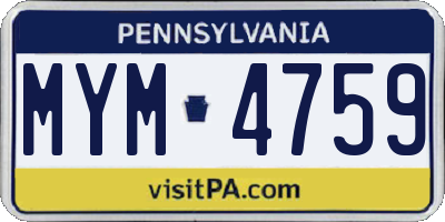 PA license plate MYM4759