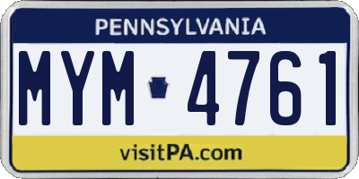 PA license plate MYM4761