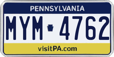 PA license plate MYM4762