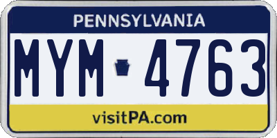 PA license plate MYM4763