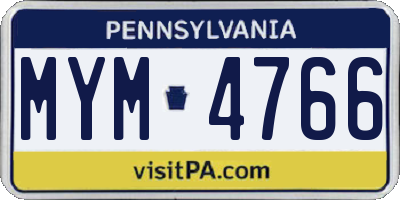 PA license plate MYM4766