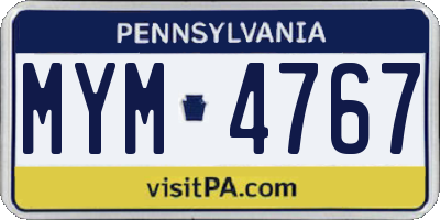 PA license plate MYM4767